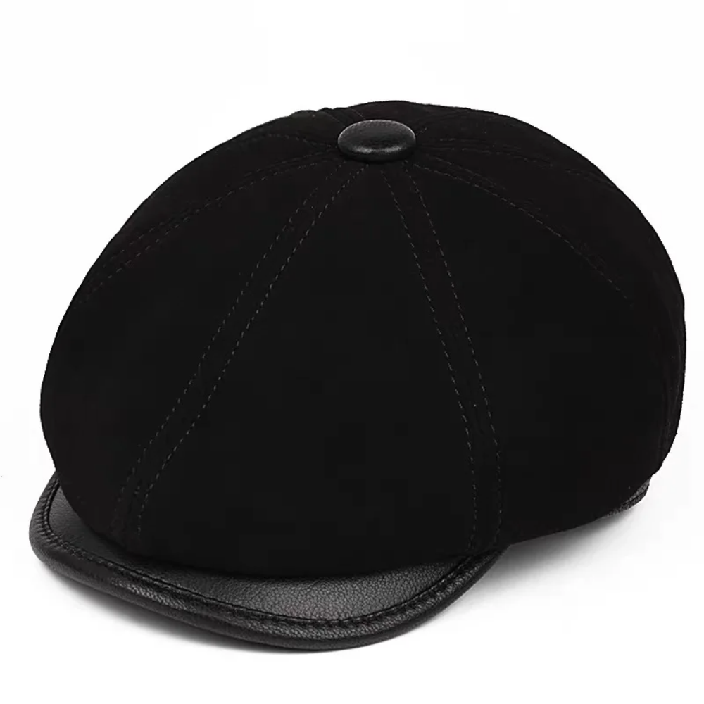 Carter Genuine Suede Leather Newsboy Cap