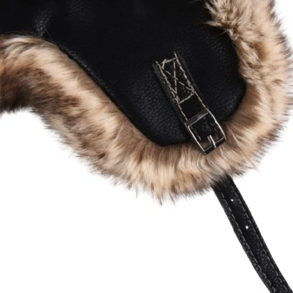Frostpeak Windproof Leather Trapper Hat with Warm Fur Lining