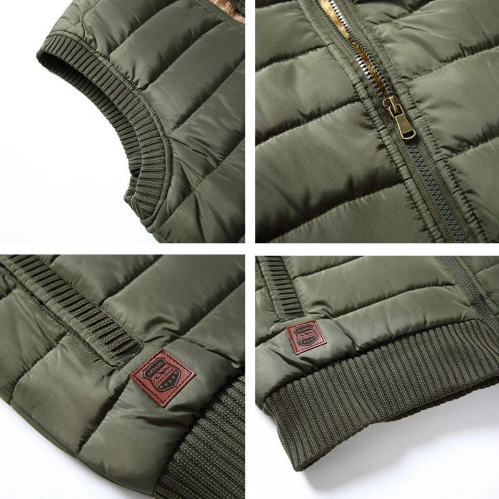 Langford Men’s Fur-Lined Puffer Vest with High Ribbed Collar
