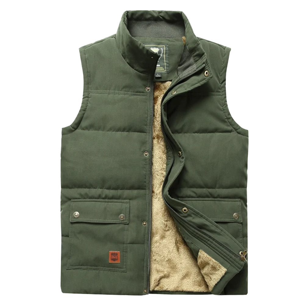 Langford Men’s Fur-Lined Puffer Vest with High Ribbed Collar
