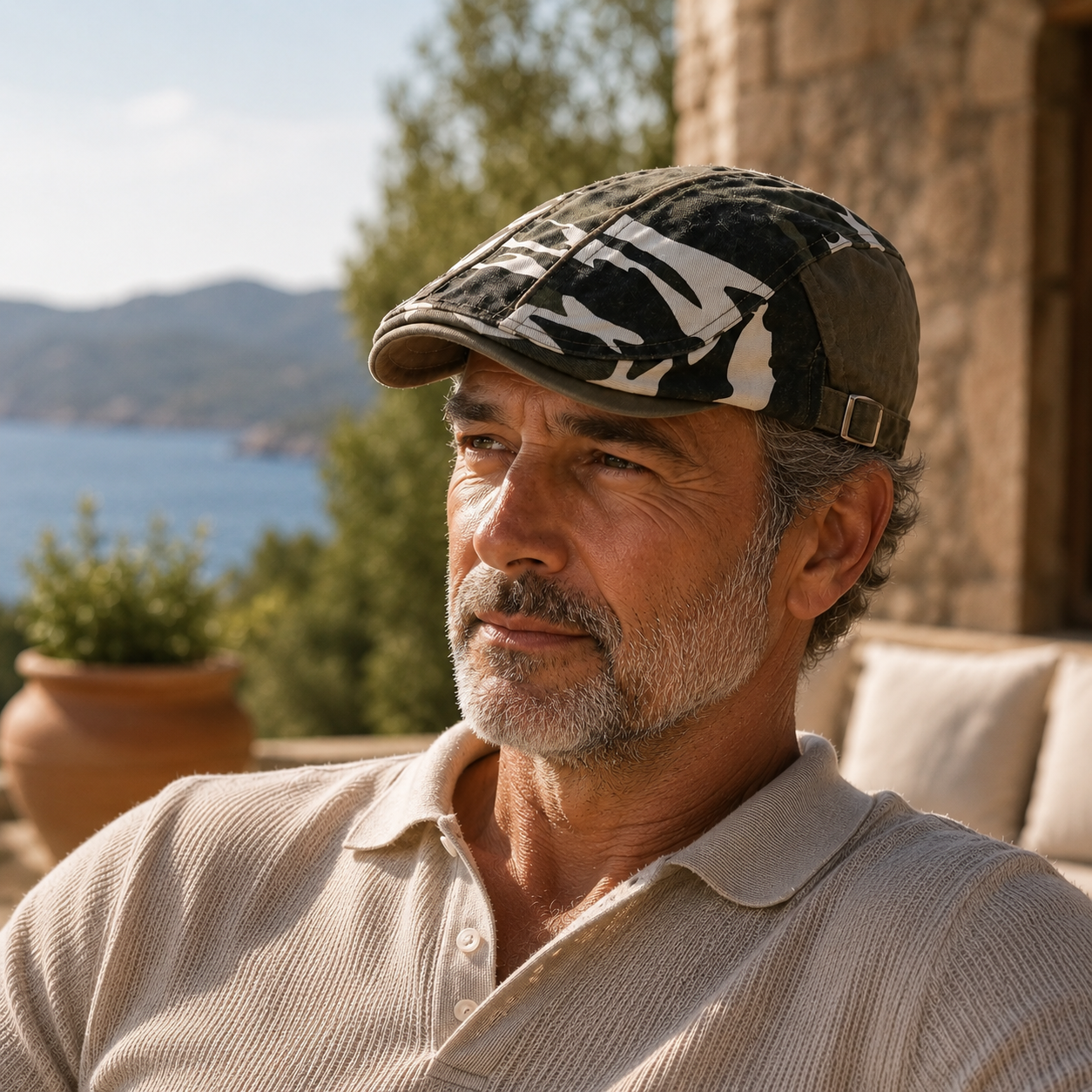 Langston Camo Flat Cap