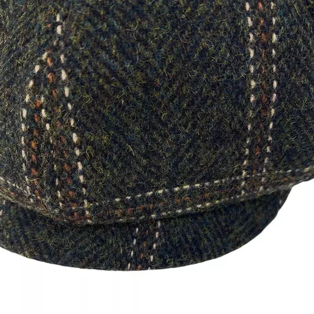 Marshall Green Plaid Wool Newsboy Cap