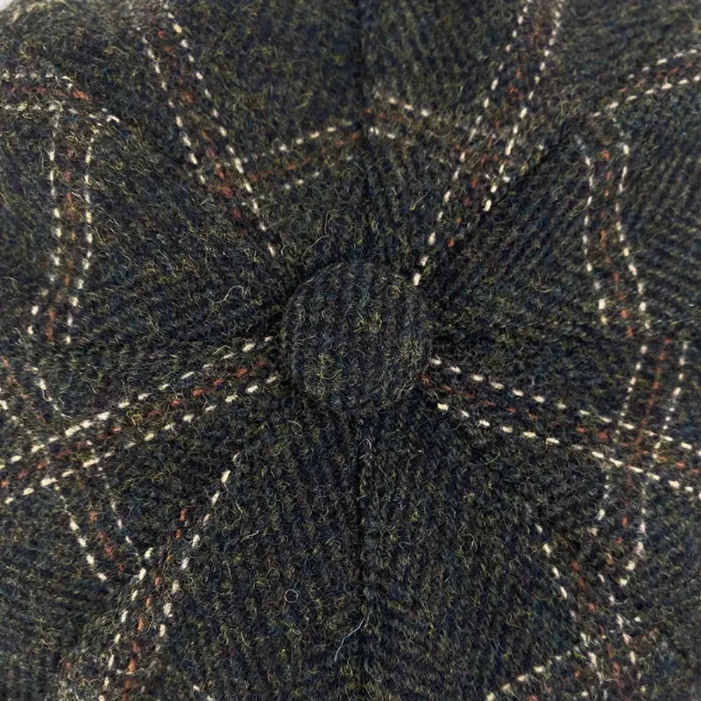 Marshall Green Plaid Wool Newsboy Cap