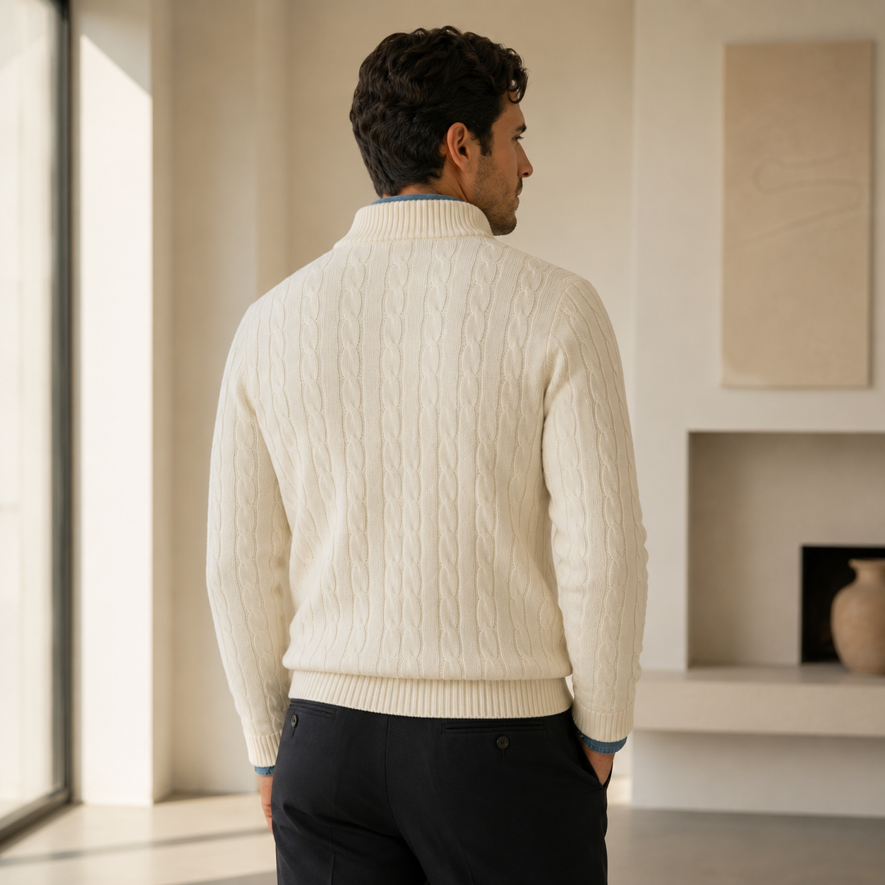 Men's Cable Knit Half Zip Sweater