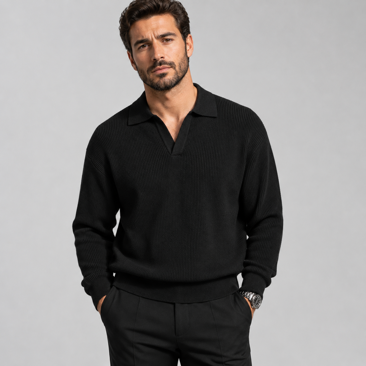 Men's Collared Knit Jumper
