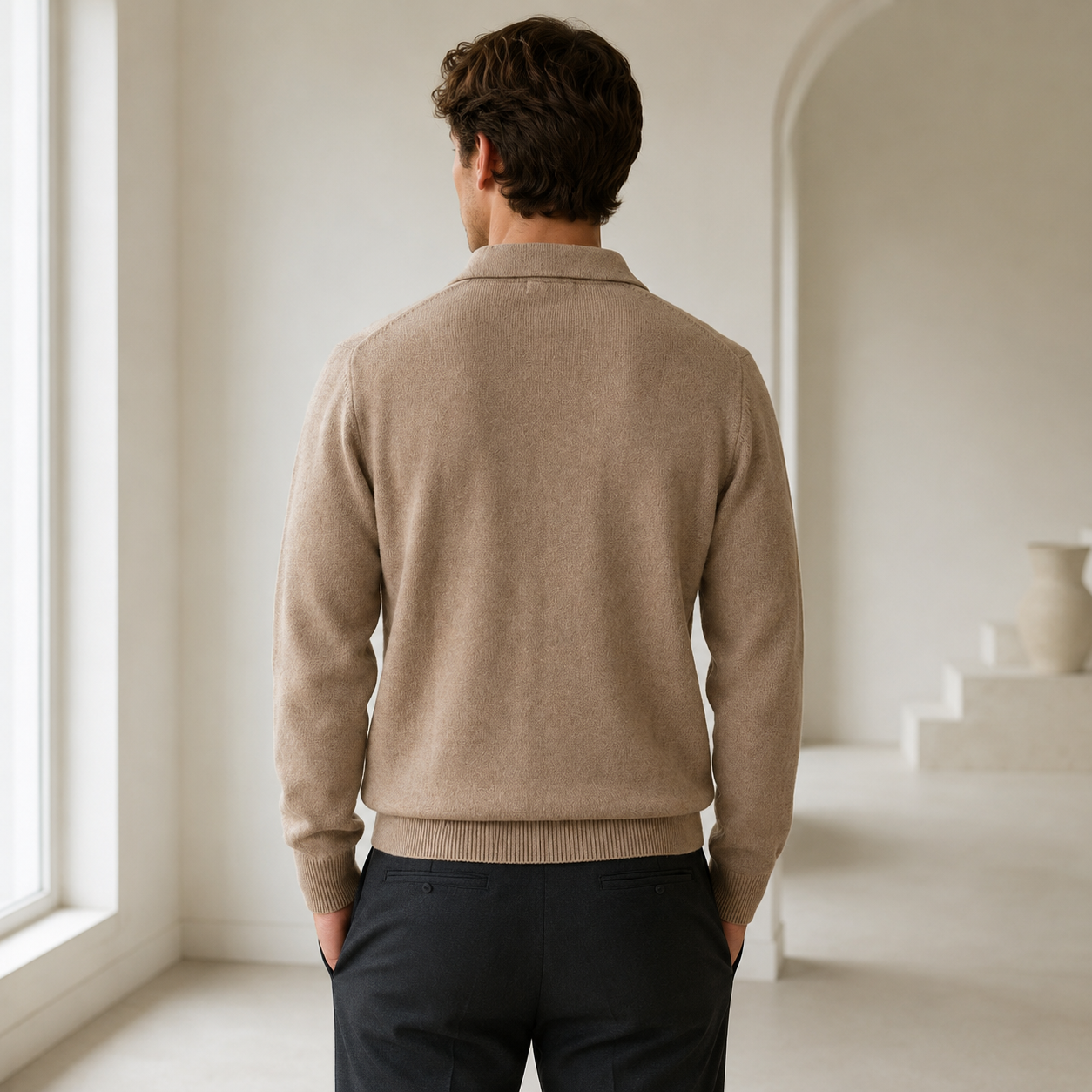 Men's Knitted Polo Jumper