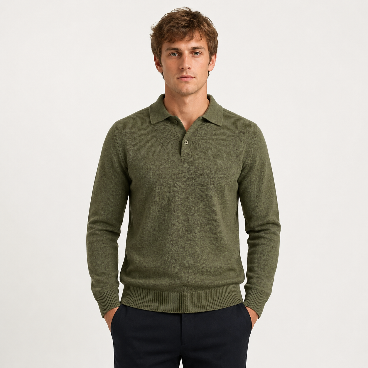 Men's Knitted Polo Jumper