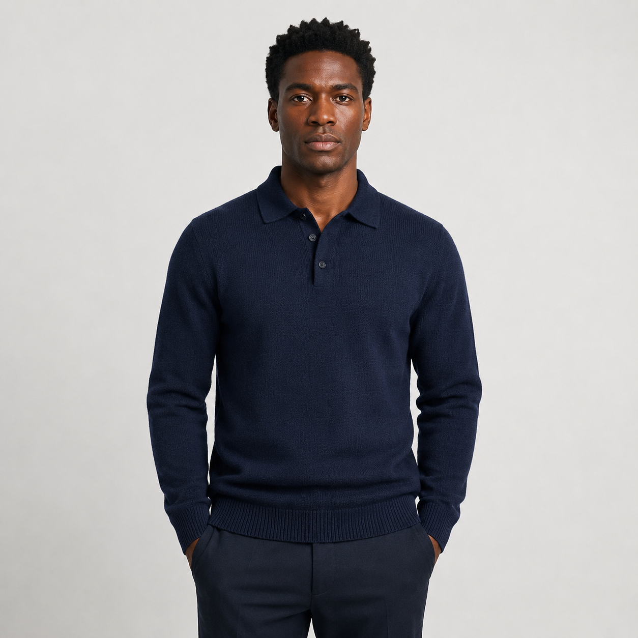 Men's Knitted Polo Jumper