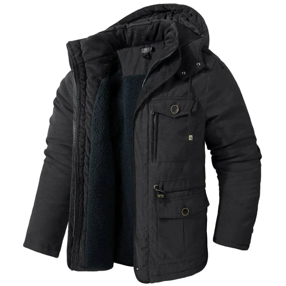 Men's Windproof Winter Jacket with Hood