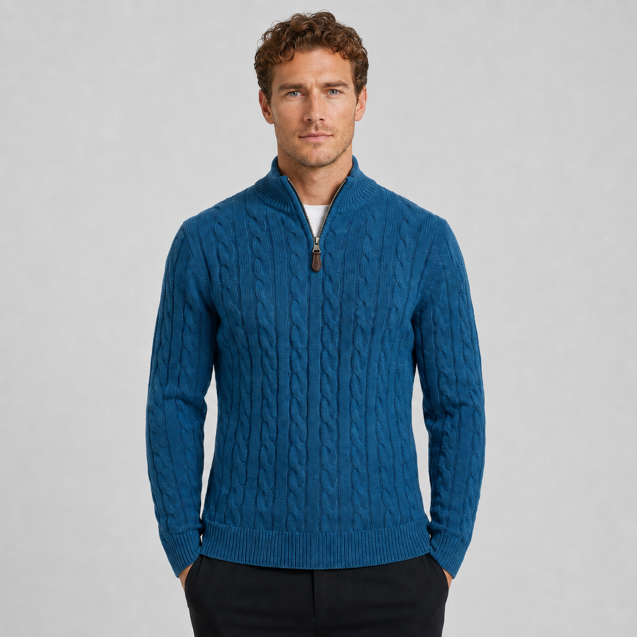 Men's Cable Knit Half Zip Sweater
