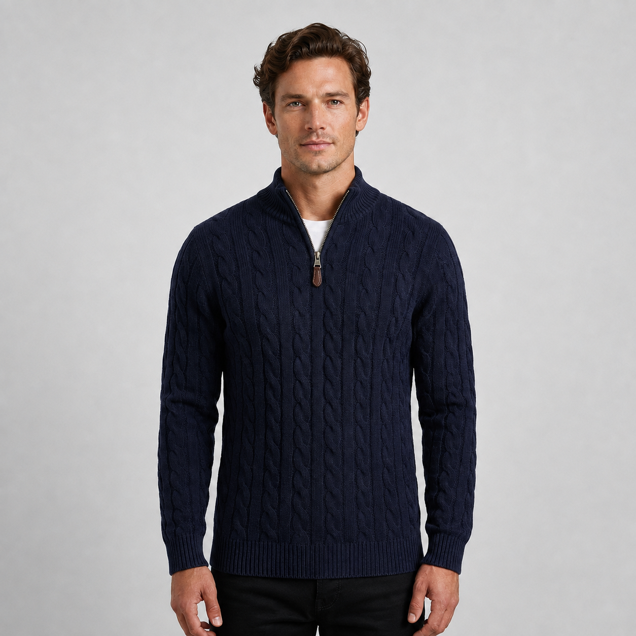 Men's Cable Knit Half Zip Sweater