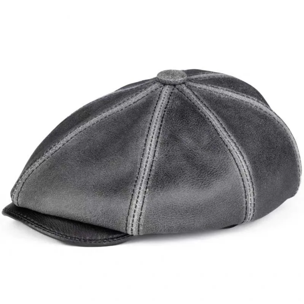 Morgan Genuine Leather 8-Panel Newsboy Cap