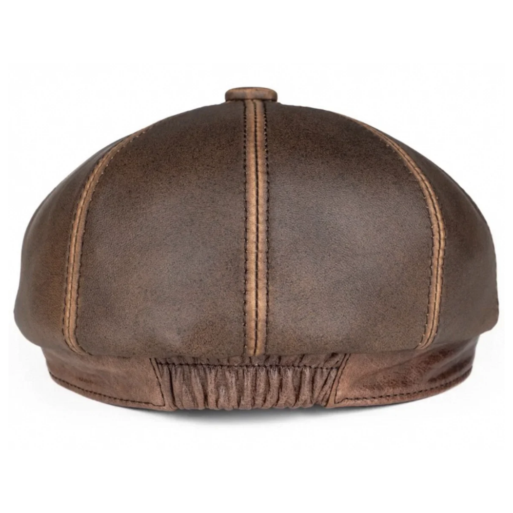 Morgan Genuine Leather 8-Panel Newsboy Cap