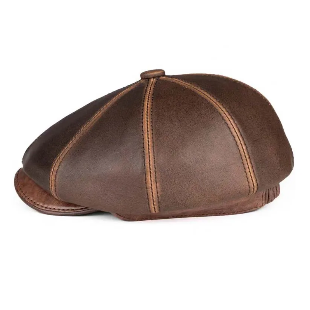 Morgan Genuine Leather 8-Panel Newsboy Cap