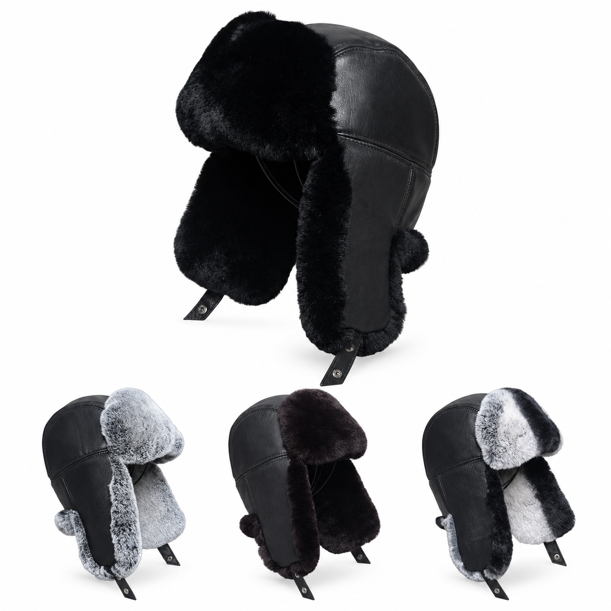 Northcrest Genuine Leather Winter Trapper Bomber Hat