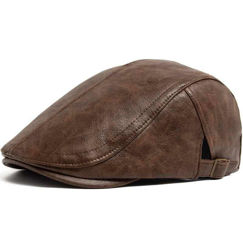 Hudson Faux Leather Flat Cap