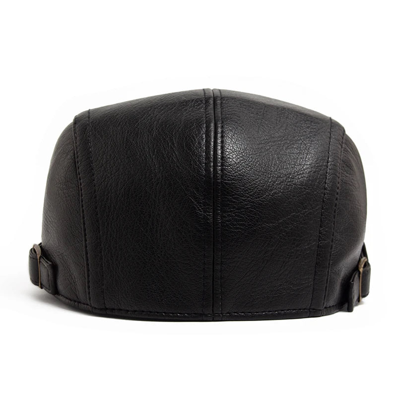 Hudson Faux Leather Flat Cap