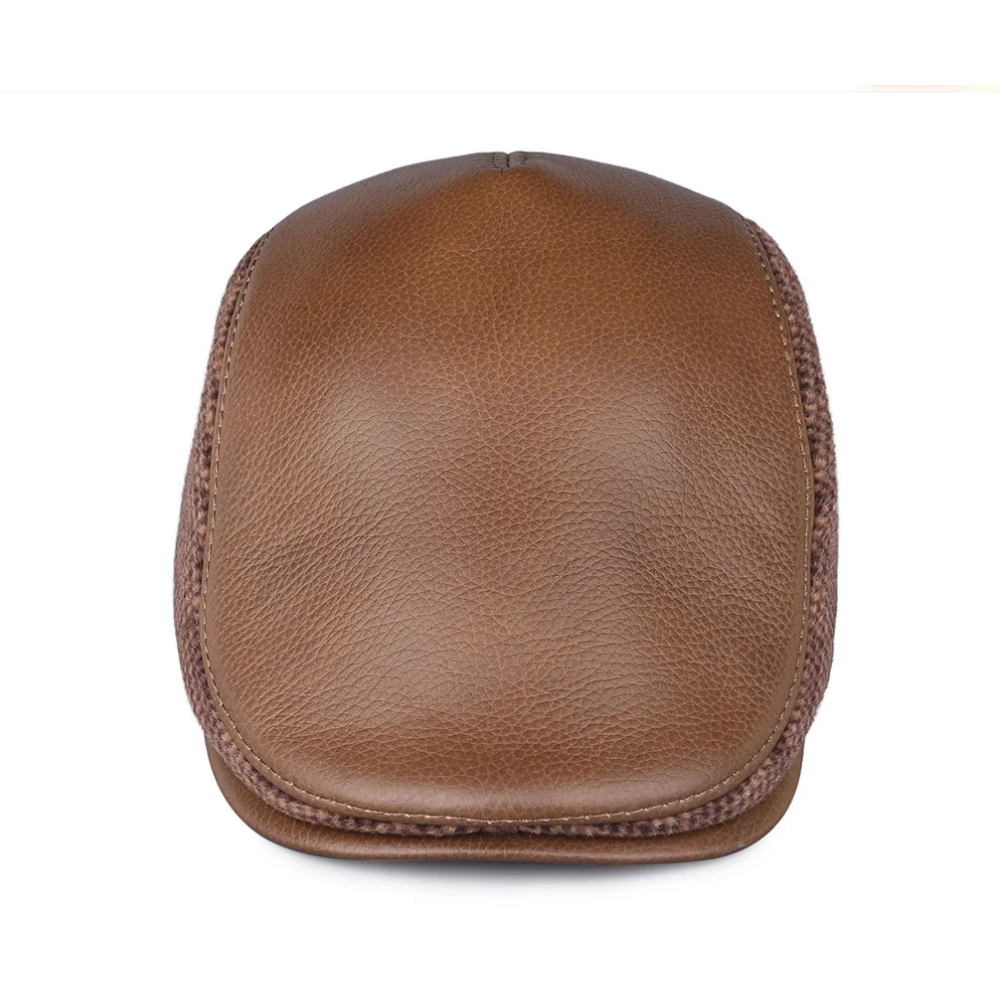 Sutton Houndstooth Genuine Leather Duckbill Cap