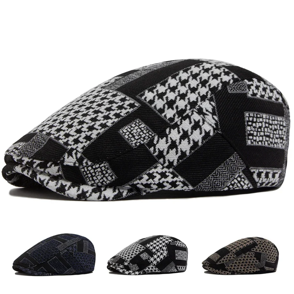 Berkley Patchwork Houndstooth Flat Cap