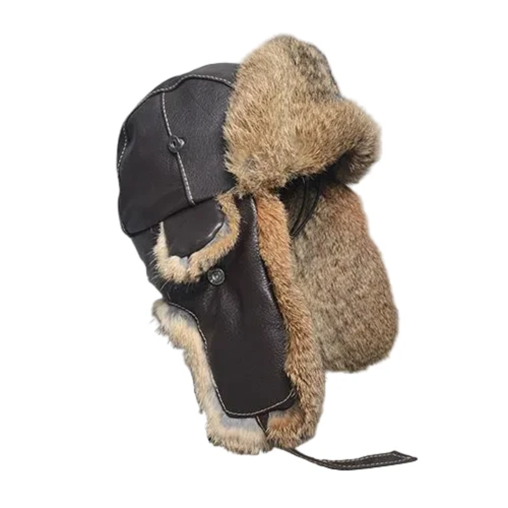 Winterpeak Genuine Leather Fur-Lined Trapper Hat