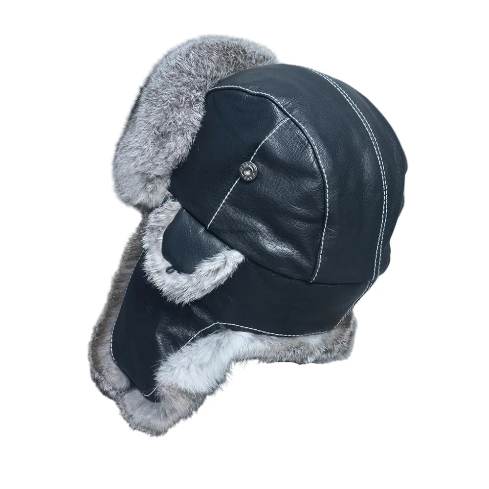 Winterpeak Genuine Leather Fur-Lined Trapper Hat